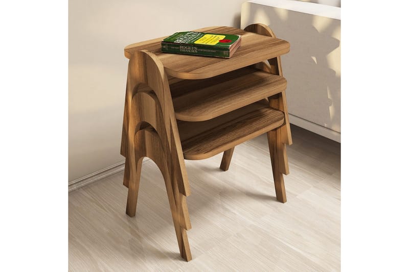 Sarjapöytä Amtorp 49 cm 3 pöytää - Ruskea - Huonekalut - Pöytä & ruokailuryhmä - Apupöytä & sivupöytä - Sarjapöytä