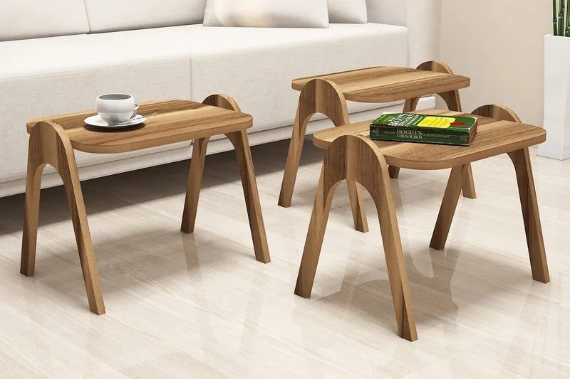 Sarjapöytä Amtorp 49 cm 3 pöytää - Ruskea - Huonekalut - Pöytä & ruokailuryhmä - Apupöytä & sivupöytä - Sarjapöytä