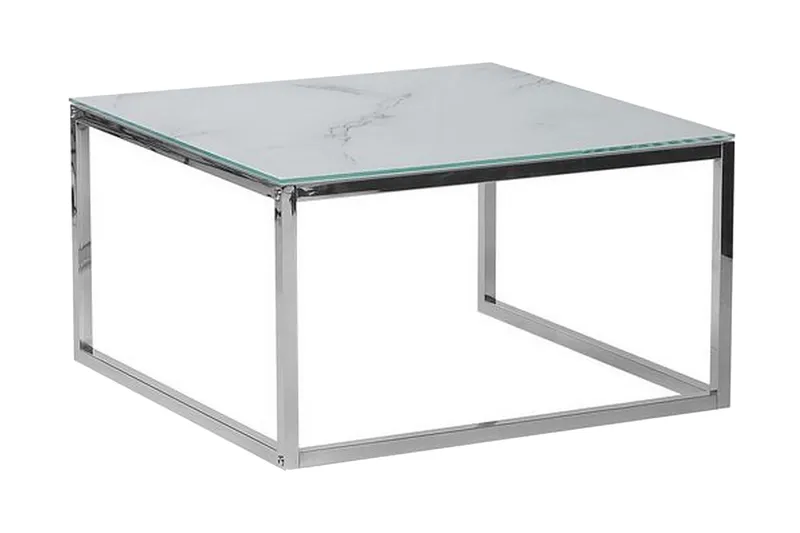 Sarjapöytä Breancon 60 cm Marmorikuvio - Valkoinen/Hopea - Huonekalut - Pöytä & ruokailuryhmä - Apupöytä & sivupöytä - Sarjapöytä