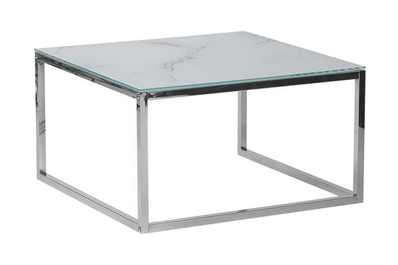 Sarjapöytä Breancon 60 cm Marmorikuvio - Valkoinen/Hopea - Huonekalut - Pöytä & ruokailuryhmä - Apupöytä & sivupöytä - Sarjapöytä