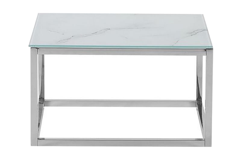 Sarjapöytä Breancon 60 cm Marmorikuvio - Valkoinen/Hopea - Huonekalut - Pöytä & ruokailuryhmä - Apupöytä & sivupöytä - Sarjapöytä