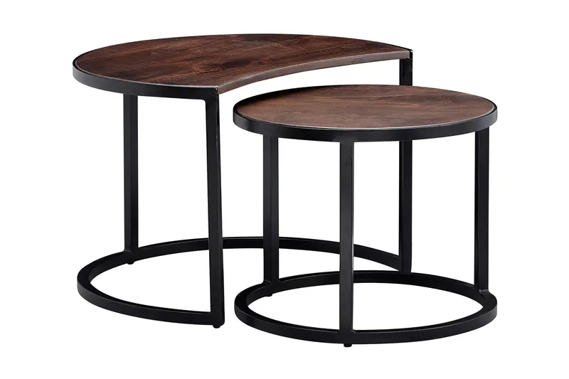 Sarjapöytä Clanton 60 cm Pyöreä, Tiikki/Musta