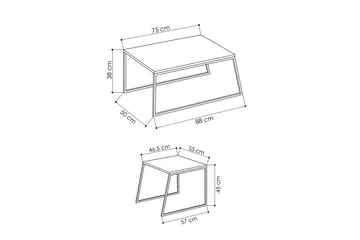 Sarjapöytä Lindome 88 cm 2 pöytää - Valkoinen - Huonekalut - Pöytä & ruokailuryhmä - Apupöytä & sivupöytä - Sarjapöytä
