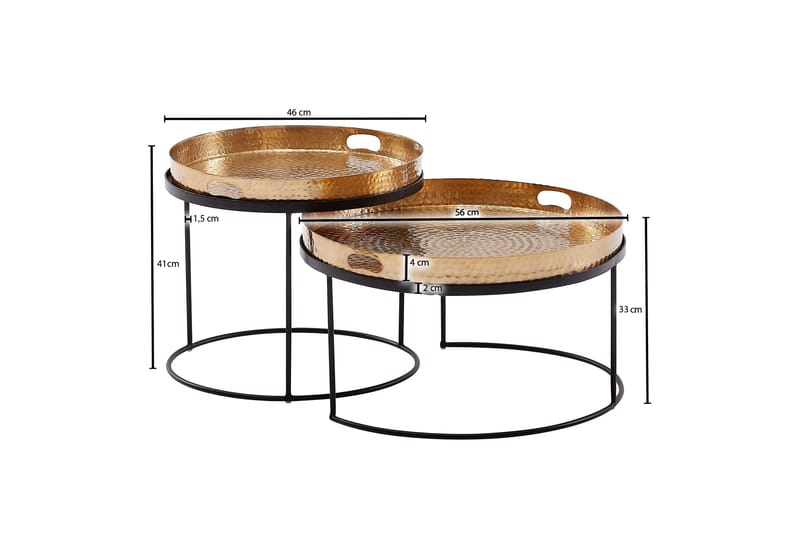 Sarjapöytä Rachid 46 cm Pyöreä - Kulta - Huonekalut - Pöytä & ruokailuryhmä - Apupöytä & sivupöytä - Sarjapöytä