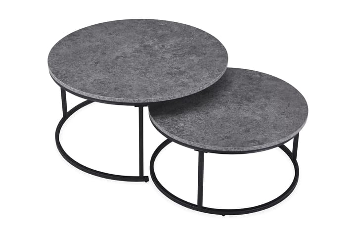 Sarjapöytä Thyra 75/90 cm Pyöreä 2 pöytää - Harmaa/Musta - Sarjapöytä - Sohvapöytä