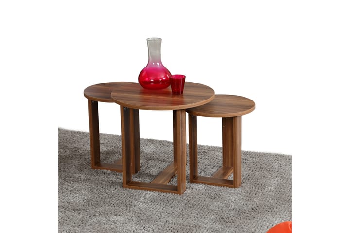 Sarjapöytä Ubbeboda 52 cm Pyöreä 3 pöytää - Ruskea - Sarjapöytä - Sohvapöytä