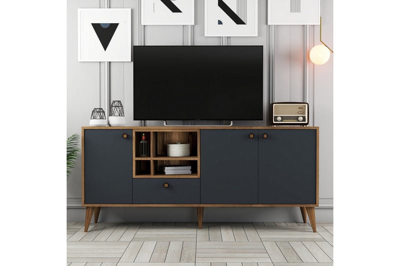 Scone Konsolipöytä 180 cm - Antrasiitti/Pähkinäpuu - Huonekalut - Pöytä & ruokailuryhmä - Apupöytä & sivupöytä - Konsolipöytä