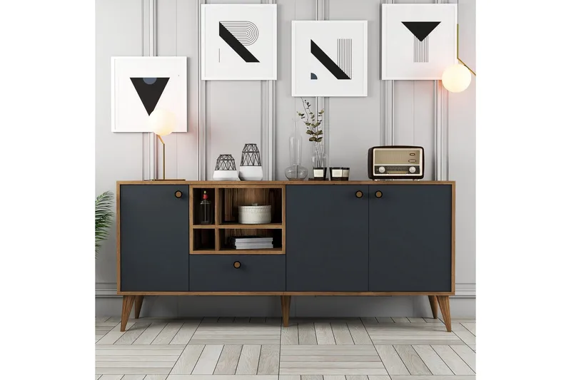 Scone Konsolipöytä 180 cm - Antrasiitti/Pähkinäpuu - Huonekalut - Pöytä & ruokailuryhmä - Apupöytä & sivupöytä - Konsolipöytä