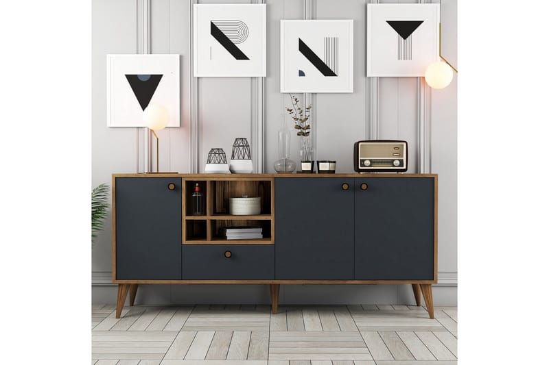 Scone Konsolipöytä 180 cm - Antrasiitti/Pähkinäpuu - Huonekalut - Pöytä & ruokailuryhmä - Apupöytä & sivupöytä - Konsolipöytä