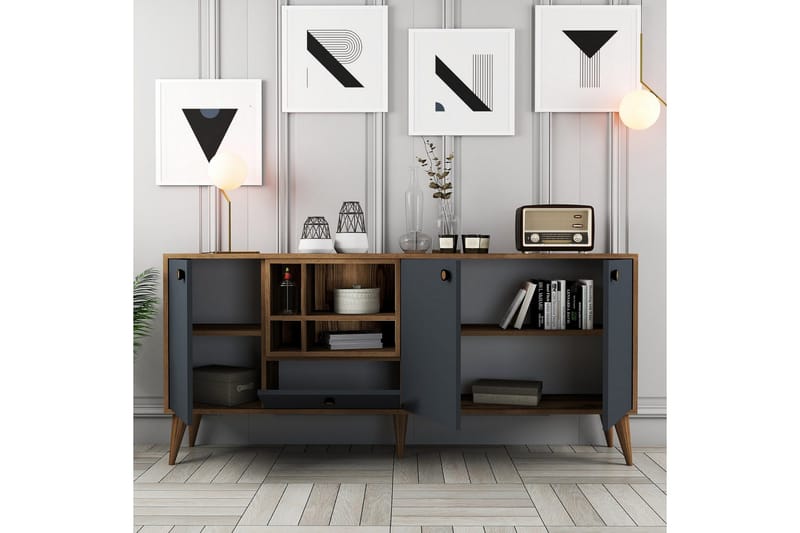 Scone Konsolipöytä 180 cm - Antrasiitti/Pähkinäpuu - Huonekalut - Pöytä & ruokailuryhmä - Apupöytä & sivupöytä - Konsolipöytä