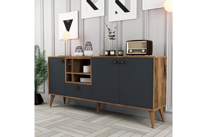 Scone Konsolipöytä 180 cm - Antrasiitti/Pähkinäpuu - Huonekalut - Pöytä & ruokailuryhmä - Apupöytä & sivupöytä - Konsolipöytä