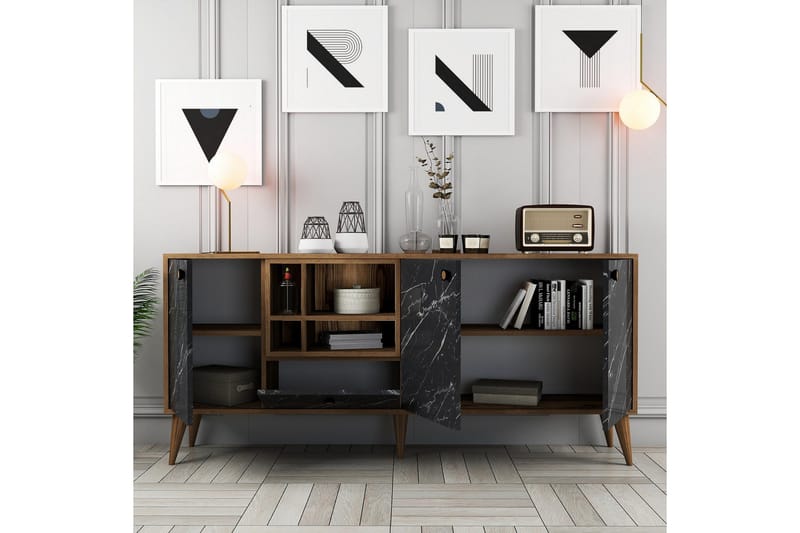 Scone Konsolipöytä 180 cm - Musta/Pähkinäpuu - Huonekalut - Pöytä & ruokailuryhmä - Apupöytä & sivupöytä - Konsolipöytä