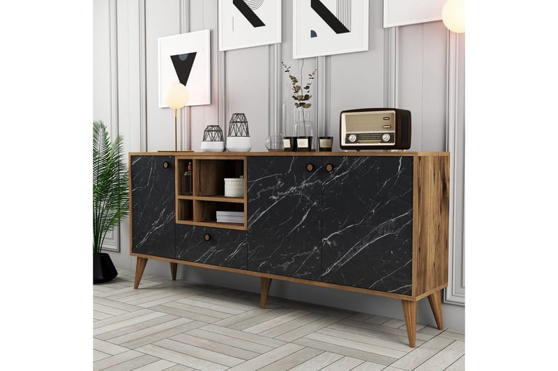 Scone Konsolipöytä 180 cm - Musta/Pähkinäpuu - Huonekalut - Pöytä & ruokailuryhmä - Apupöytä & sivupöytä - Konsolipöytä