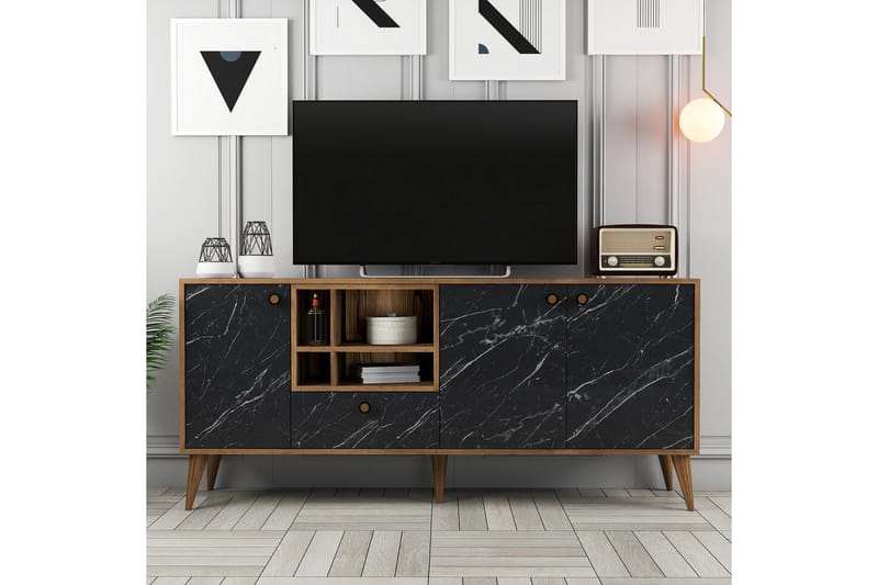 Scone Konsolipöytä 180 cm - Musta/Pähkinäpuu - Huonekalut - Pöytä & ruokailuryhmä - Apupöytä & sivupöytä - Konsolipöytä