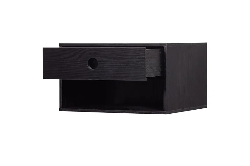 Seinälle ripustettava yöpöytä Nancy - Musta - Huonekalut - Pöytä & ruokailuryhmä - Apupöytä & sivupöytä - Yöpöytä