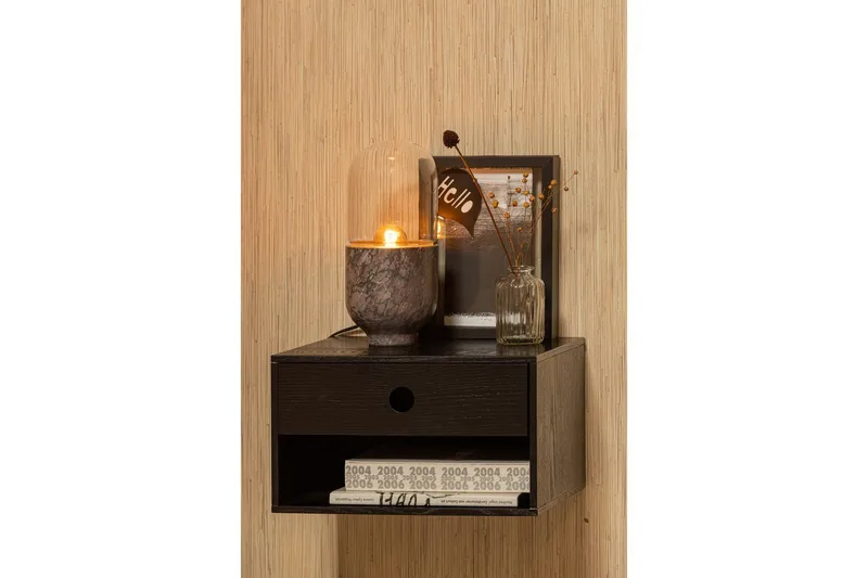 Seinälle ripustettava yöpöytä Nancy - Musta - Huonekalut - Pöytä & ruokailuryhmä - Apupöytä & sivupöytä - Yöpöytä