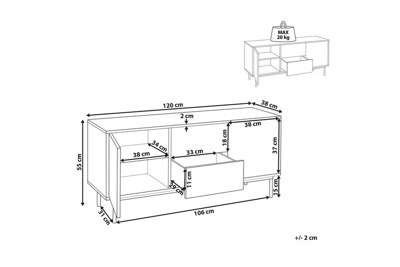 Senkki Okland Valkoinen, tumma puu - Valkoinen, tumma puu - Säilytys - Säilytyskalusteet - Senkki