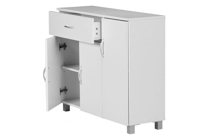 Senkki Wohnling foliopäällystetty lastulevy 90x75 cm, 3 ovea 1 laatikko, moderni tyyli Valkoinen - Valkoinen - Huonekalut - Pöytä & ruokailuryhmä - Apupöytä & sivupöytä - Konsolipöytä