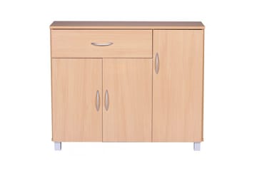 Senkki Wohnling foliopäällystetty lastulevy 90x75 cm, 3 ovea 1 laatikko, moderni tyyli Pyökki - Pyökki - Huonekalut - Pöytä & ruokailuryhmä - Apupöytä & sivupöytä - Eteispöytä