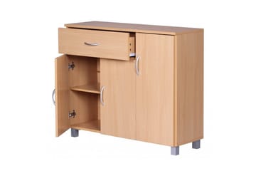 Senkki Wohnling foliopäällystetty lastulevy 90x75 cm, 3 ovea 1 laatikko, moderni tyyli Pyökki - Pyökki - Huonekalut - Pöytä & ruokailuryhmä - Apupöytä & sivupöytä - Eteispöytä