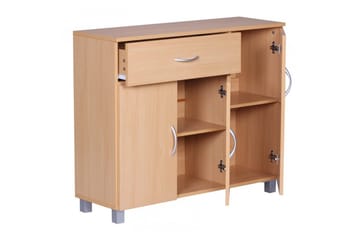 Senkki Wohnling foliopäällystetty lastulevy 90x75 cm, 3 ovea 1 laatikko, moderni tyyli Pyökki - Pyökki - Huonekalut - Pöytä & ruokailuryhmä - Apupöytä & sivupöytä - Eteispöytä