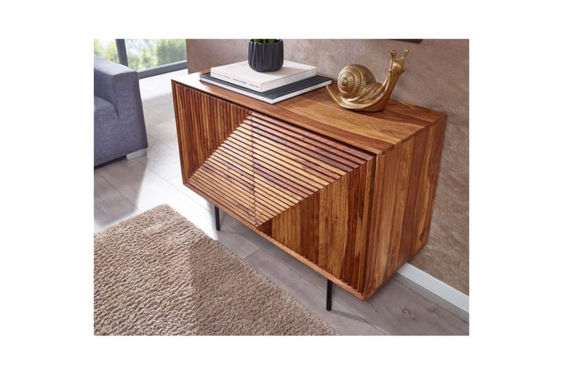 Senkki Wohnling massivipuu, 3D-geometrinen etuosa, push-to-open, teollinen ullakkotyyli 100 cm - 100 cm - Huonekalut - Pöytä & ruokailuryhmä - Apupöytä & sivupöytä - Konsolipöytä