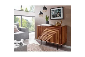 Senkki Wohnling massivipuu, 3D-geometrinen etuosa, push-to-open, teollinen ullakkotyyli 100 cm - 100 cm - Huonekalut - Pöytä & ruokailuryhmä - Apupöytä & sivupöytä - Eteispöytä