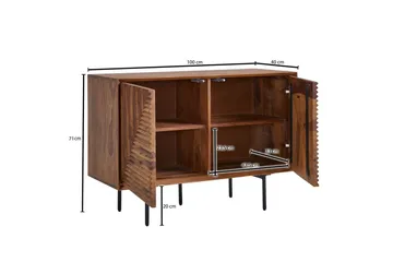 Senkki Wohnling massivipuu, 3D-geometrinen etuosa, push-to-open, teollinen ullakkotyyli 100 cm - 100 cm - Huonekalut - Pöytä & ruokailuryhmä - Apupöytä & sivupöytä - Eteispöytä