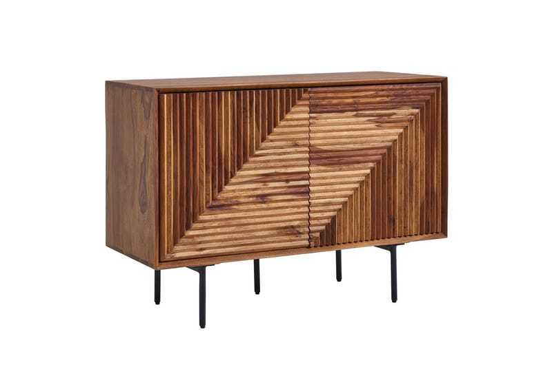 Senkki Wohnling massivipuu, 3D-geometrinen etuosa, push-to-open, teollinen ullakkotyyli 100 cm - 100 cm - Huonekalut - Pöytä & ruokailuryhmä - Apupöytä & sivupöytä - Konsolipöytä