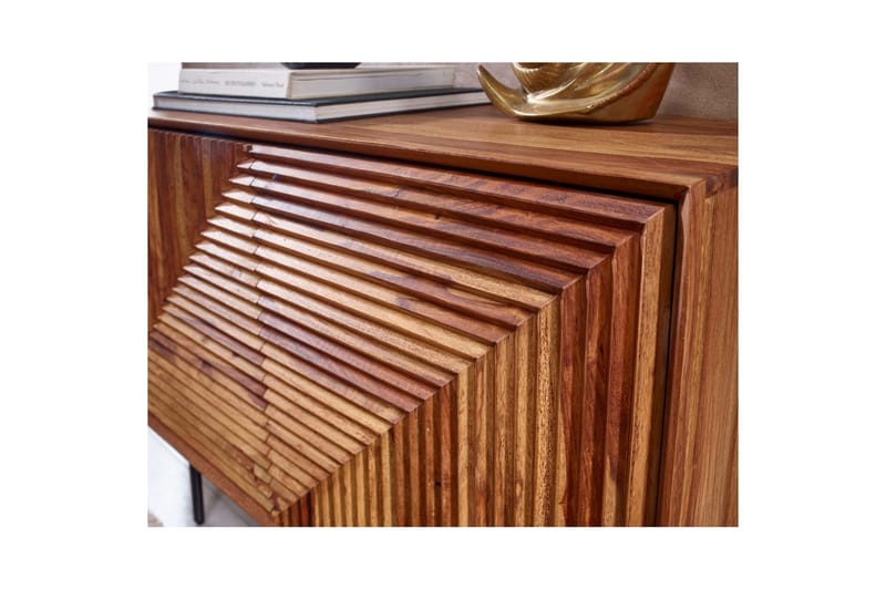 Senkki Wohnling massivipuu, 3D-geometrinen etuosa, push-to-open, teollinen ullakkotyyli 100 cm - 100 cm - Huonekalut - Pöytä & ruokailuryhmä - Apupöytä & sivupöytä - Konsolipöytä