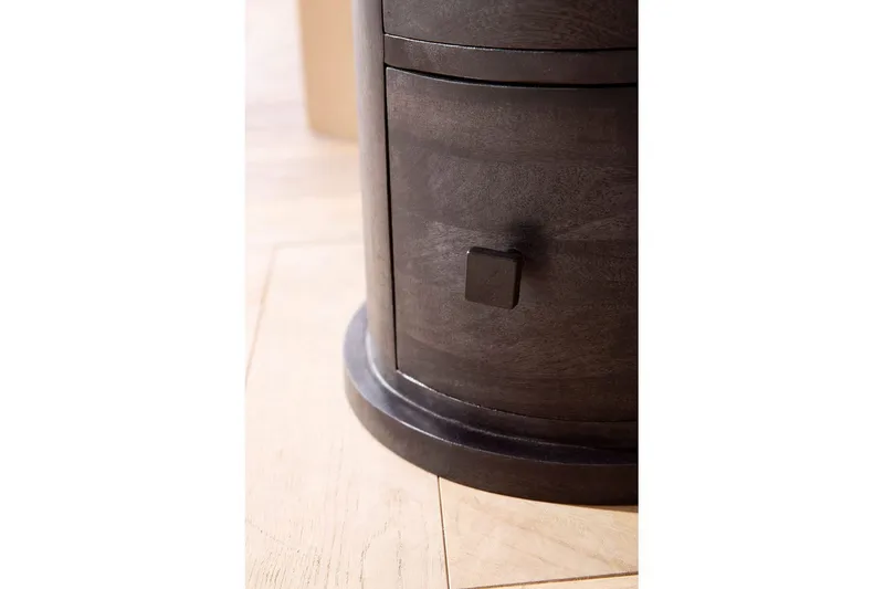 Senkki Wohnling Pyöreä massiivipuu maalaismainen tyyli Musta, 3 laatikkoa - Musta, 3 laatikkoa - Säilytys - Säilytyskalusteet - Lipasto