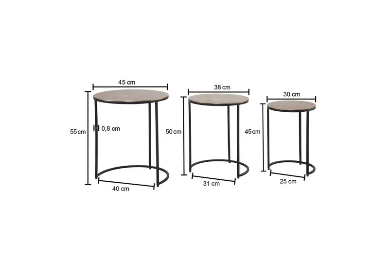 Sidobord & lampbord Wohnling Guld, Svart - Huonekalut - Pöytä & ruokailuryhmä - Apupöytä & sivupöytä - Sarjapöytä