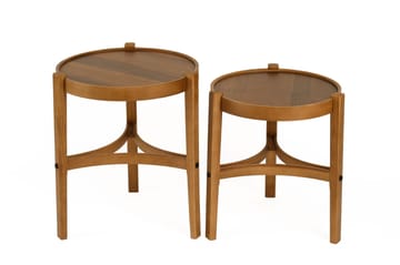 Sisäkkäiset pöydät (2 kpl) Wallxpert Cleo-hylly (50 x 60 x 50 cm) Pähkinä - Pähkinä - Huonekalut - Pöytä & ruokailuryhmä - Apupöytä & sivupöytä - Sarjapöytä