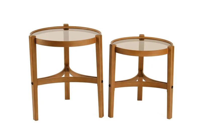 Sisäkkäiset pöydät (2 kpl) Wallxpert Cleo-hylly (50 x 60 x 50 cm) Pähkinäpuu läpinäkyvä, Pähkinä