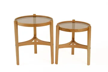 Sisäkkäiset pöydät (2 kpl) Wallxpert Cleo-hylly (50 x 60 x 50 cm) tammi läpinäkyvä - Tammi - Huonekalut - Pöytä & ruokailuryhmä - Apupöytä & sivupöytä - Sarjapöytä