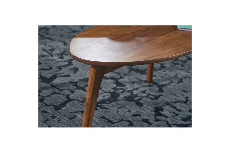 Sisaruspöytä Wohnling 2 kappaleen sarja, munuaisen muotoinen, täyttä puuta, puujalat, maalaistalo-tyyli tummanruskea - tummanruskea - Huonekalut - Pöytä & ruokailuryhmä - Apupöytä & sivupöytä - Sarjapöytä