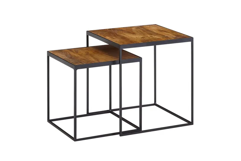 Sisaruspöytä Wohnling 2 kappaleen sarja, täyttä puuta, metallijalat, moderni, undefined