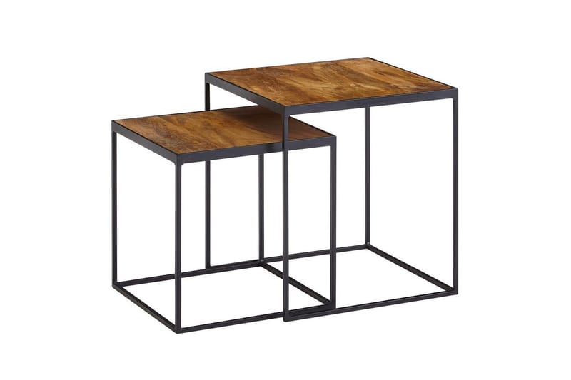 Sisaruspöytä Wohnling 2 kappaleen sarja, täyttä puuta, metallijalat, moderni, undefined