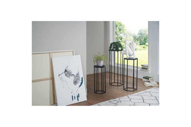 Sisaruspöytä Wohnling Sarja 3 täyspuista kukkapöytänä, teollinen tyyli - Huonekalut - Pöytä & ruokailuryhmä - Apupöytä & sivupöytä - Kukkapöytä