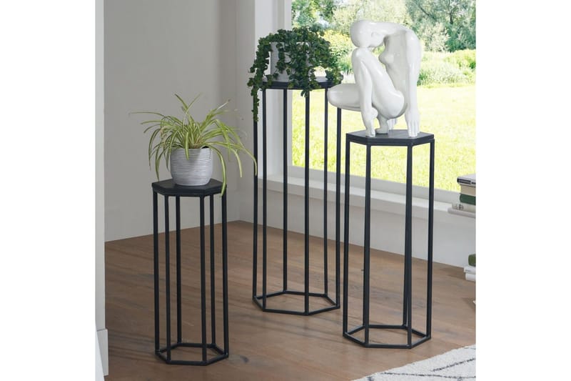 Sisaruspöytä Wohnling Sarja 3 täyspuista kukkapöytänä, teollinen tyyli - Huonekalut - Pöytä & ruokailuryhmä - Apupöytä & sivupöytä - Kukkapöytä