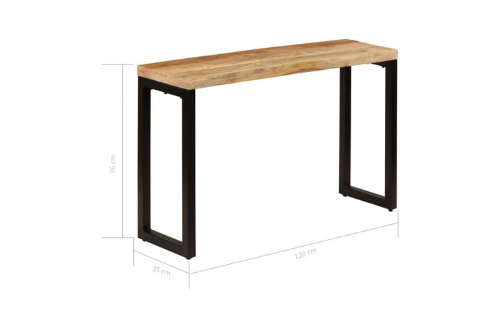 Sivupöytä 120x35x76 cm täysi mangopuu ja teräs - Ruskea - Konsolipöytä - Eteispöytä