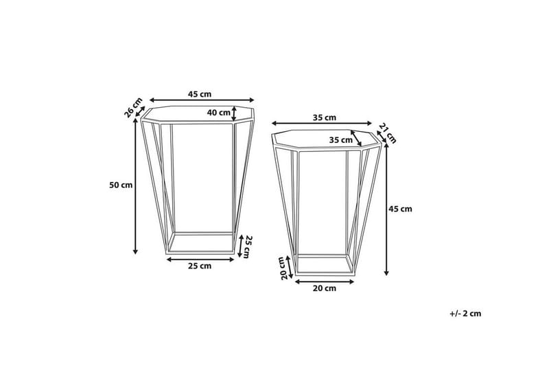 Sivupöytä 2 kpl Sierra 45/35 cm - Kulta - Huonekalut - Pöytä & ruokailuryhmä - Apupöytä & sivupöytä - Tarjotinpöytä & pikkupöytä