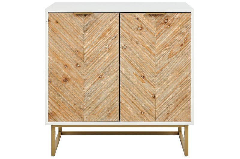 Sivupöytä Alaska Valkoinen, vaalea puu, kulta - Valkoinen, vaalea puu, kulta - Huonekalut - Pöytä & ruokailuryhmä - Apupöytä & sivupöytä - Tarjotinpöytä & pikkupöytä