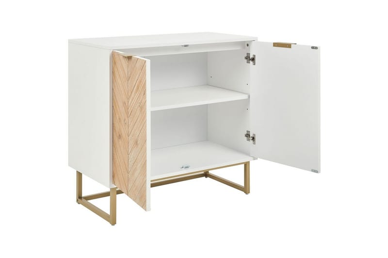 Sivupöytä Alaska Valkoinen, vaalea puu, kulta - Valkoinen, vaalea puu, kulta - Huonekalut - Pöytä & ruokailuryhmä - Apupöytä & sivupöytä - Tarjotinpöytä & pikkupöytä