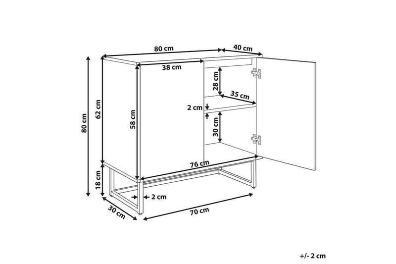 Sivupöytä Alaska Valkoinen, vaalea puu, kulta - Valkoinen, vaalea puu, kulta - Huonekalut - Pöytä & ruokailuryhmä - Apupöytä & sivupöytä - Tarjotinpöytä & pikkupöytä