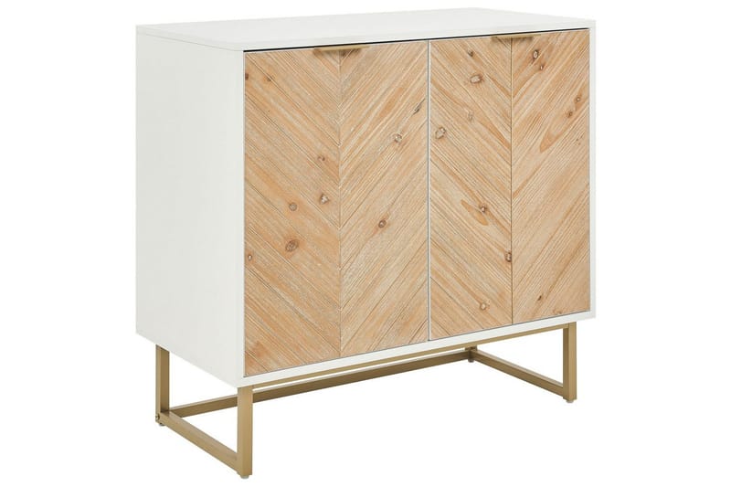 Sivupöytä Alaska Valkoinen, vaalea puu, kulta - Valkoinen, vaalea puu, kulta - Huonekalut - Pöytä & ruokailuryhmä - Apupöytä & sivupöytä - Tarjotinpöytä & pikkupöytä