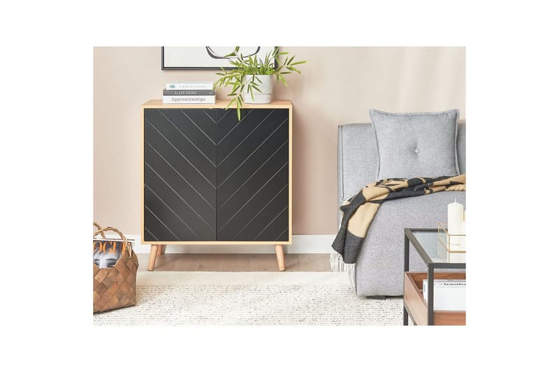 Sivupöytä Bristow Musta, vaalea puu - Musta, vaalea puu - Huonekalut - Pöytä & ruokailuryhmä - Apupöytä & sivupöytä - Tarjotinpöytä & pikkupöytä