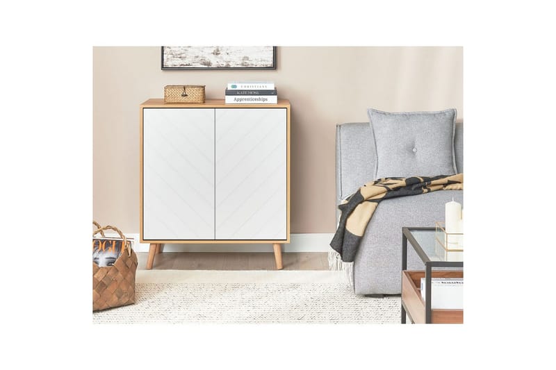 Sivupöytä Bristow Valkoinen, vaalea puu - Valkoinen, vaalea puu - Huonekalut - Pöytä & ruokailuryhmä - Apupöytä & sivupöytä - Tarjotinpöytä & pikkupöytä