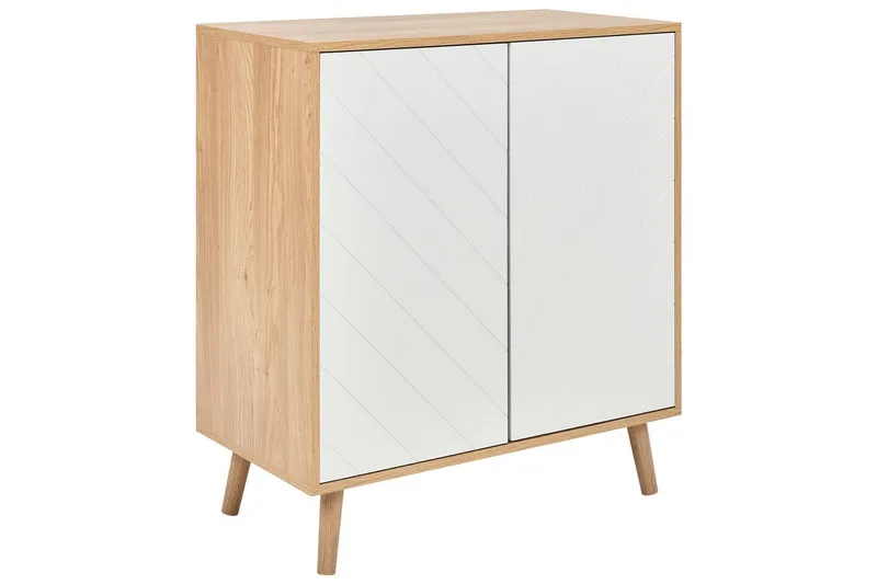 Sivupöytä Bristow Valkoinen, vaalea puu, Valkoinen, vaalea puu