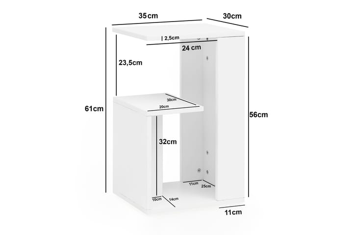 Sivupöytä Brittnea 35 cm - Valkoinen - Tarjotinpöytä & pikkupöytä - Lamppupöytä